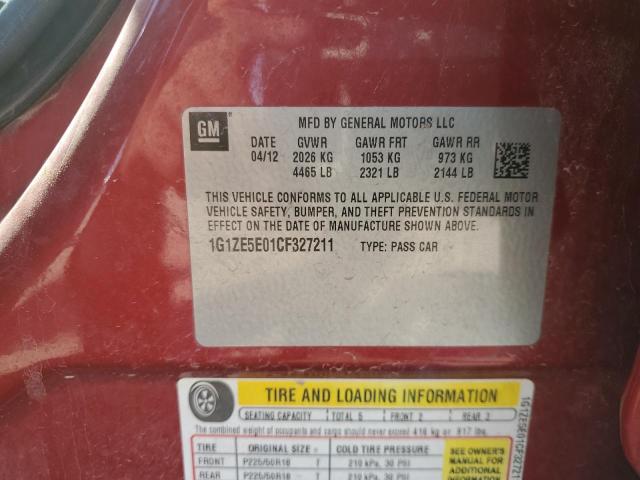 1G1ZE5E01CF327211 - 2012 CHEVROLET MALIBU LTZ 栗色 照片 12