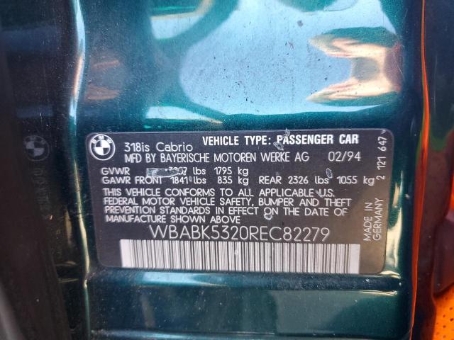 WBABK5320REC82279 - 1994 BMW 318 IC GREEN photo 13