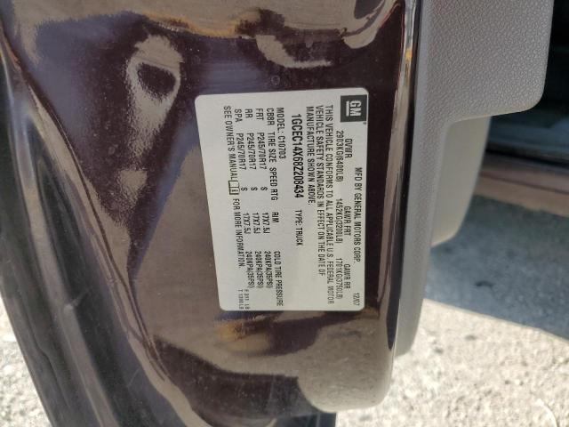 1GCEC14X68Z208434 - 2008 CHEVROLET SILVERADO C1500 მუქწითელი ფოტო 12