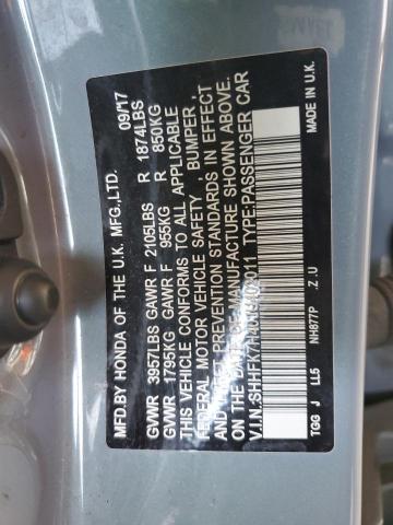 SHHFK7H40JU402011 - 2018 HONDA CIVIC SPORT BLUE photo 12