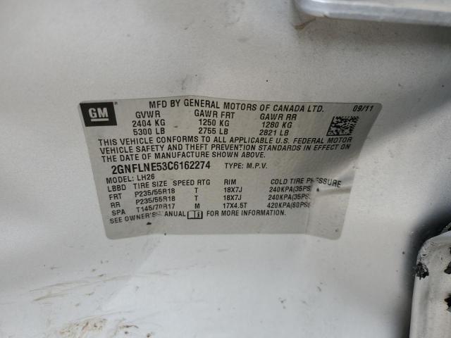 2GNFLNE53C6162274 - 2012 CHEVROLET EQUINOX LT SILVER photo 13