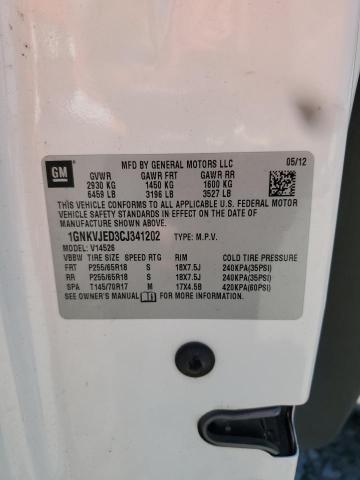 1GNKVJED3CJ341202 - 2012 CHEVROLET TRAVERSE LT 白色 照片 14