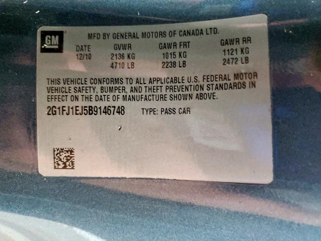 2G1FJ1EJ5B9146748 - 2011 CHEVROLET CAMARO SS TEAL photo 12