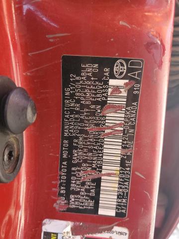 2T1BU4EE2DC992663 - 2013 TOYOTA COROLLA BASE Qırmızı foto 12