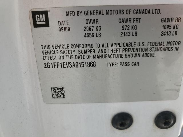 2G1FF1EV3A9151868 - 2010 CHEVROLET CAMARO LT WHITE photo 12