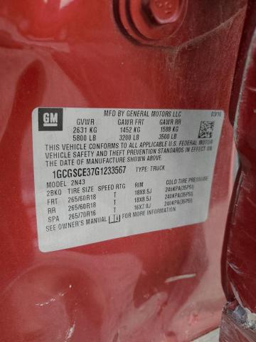 1GCGSCE37G1233567 - 2016 CHEVROLET COLORADO LT RED photo 12