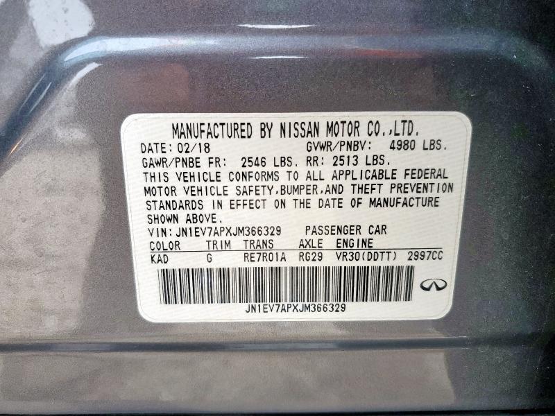 JN1EV7APXJM366329 - 2018 INFINITI Q50 LUXE GRAY photo 12