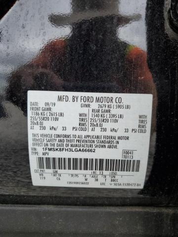 1FMSK8FH3LGA66662 - 2020 FORD EXPLORER LIMITED BLACK photo 13