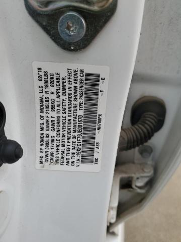 19XFC1F79JE001670 - 2018 HONDA CIVIC EXL WHITE photo 13