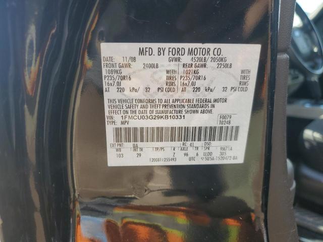 1FMCU03G29KB10331 - 2009 FORD ESCAPE XLT 黑色 照片 12