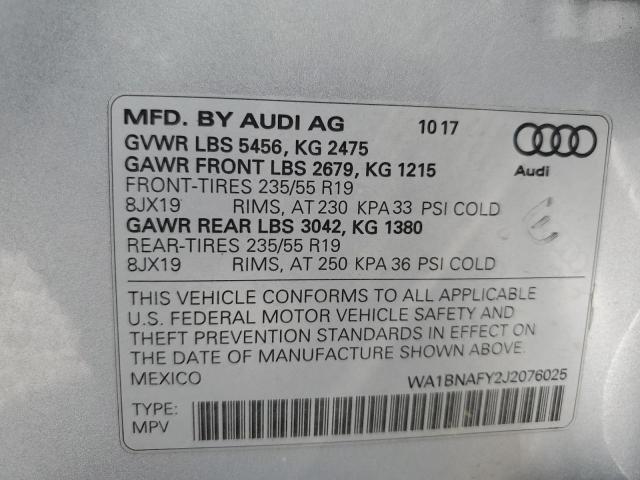 WA1BNAFY2J2076025 - 2018 AUDI Q5 PREMIUM PLUS SILVER photo 13