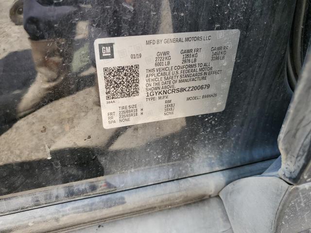 1GYKNCRS8KZ200679 - 2019 CADILLAC XT5 LUXURY შავი ფოტო 12