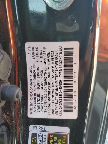2HGFG3B81DH504599 - 2013 HONDA CIVIC EX BLACK photo 12
