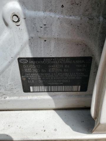 5NPEC4AC6DH616663 - 2013 HYUNDAI SONATA SE WHITE photo 12