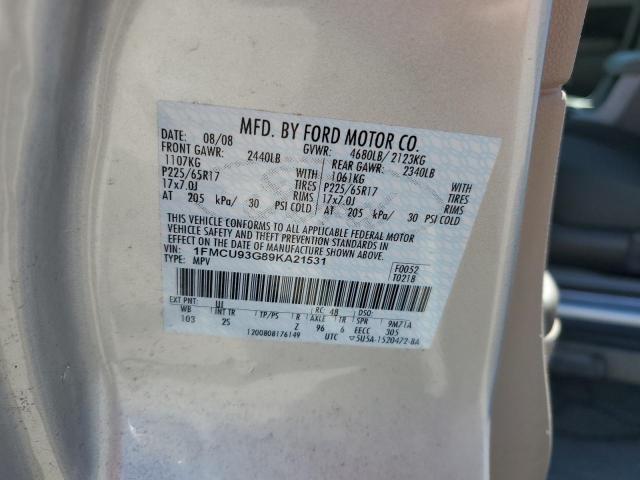 1FMCU93G89KA21531 - 2009 FORD ESCAPE XLT SILVER photo 13