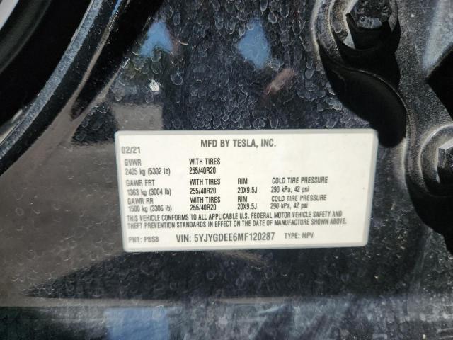 5YJYGDEE6MF120287 - 2021 TESLA MODEL Y BLACK photo 13