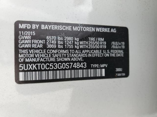 5UXKT0C53G0S74843 - 2016 BMW X5 XDR40E WHITE photo 12