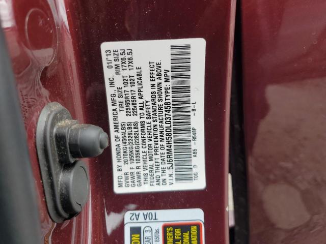 5J6RM4H58DL037458 - 2013 HONDA CR-V EX BURGUNDY photo 13