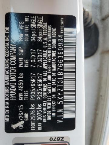 5XYZT3LB7GG360934 - 2016 HYUNDAI SANTA FE S WHITE photo 13