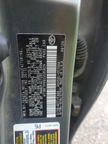 4T1BF1FK6CU595824 - 2012 TOYOTA CAMRY BASE CHARCOAL photo 12