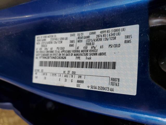 1FT8W2BTXNEC83926 - 2022 FORD F250 SUPER DUTY BLUE photo 12