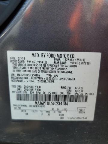 MAJ6P1UL5JC234186 - 2018 FORD ECOSPORT SE Grafitowy zdjęcie 13