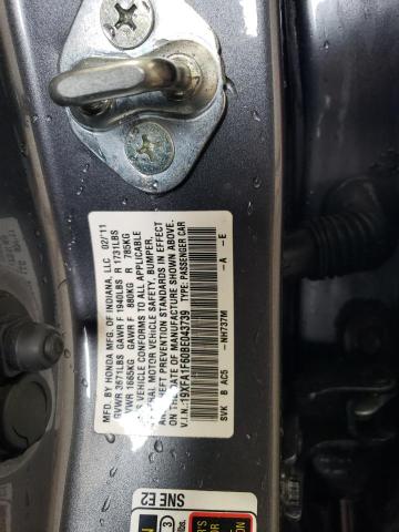 19XFA1F60BE043739 - 2011 HONDA CIVIC LX-S Մոխրագույն լուսանկար 12