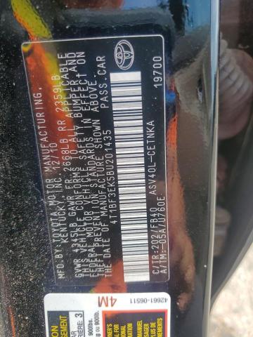 4T1BF3EK5BU201435 - 2011 TOYOTA CAMRY BASE BLACK photo 13