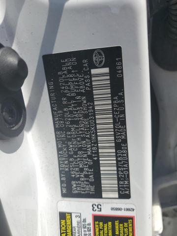 4T1BZ1HK5KU031942 - 2019 TOYOTA CAMRY XSE WHITE photo 12