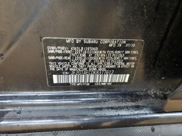 JF2GTAEC0K8377612 - 2019 SUBARU CROSSTREK PREMIUM Grafitowy zdjęcie 13