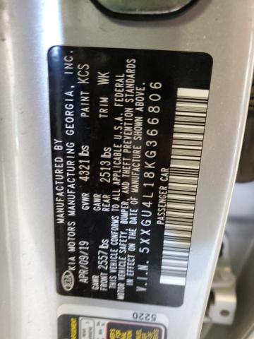 5XXGU4L18KG366806 - 2019 KIA OPTIMA EX SILVER photo 12