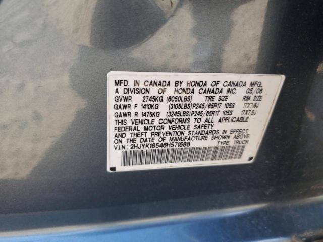 2HJYK16546H571688 - 2006 HONDA RIDGELINE RTL ლურჯი ფოტო 12