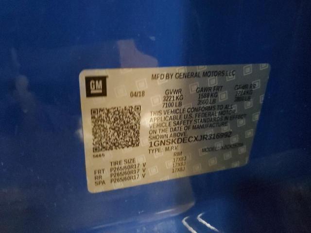 1GNSKDECXJR316992 - 2018 CHEVROLET TAHOE POLICE BLUE photo 14