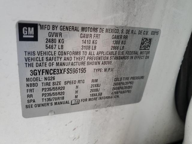 3GYFNCE3XFS596195 - 2015 CADILLAC SRX PERFORMANCE COLLECTION Blanc photo 14