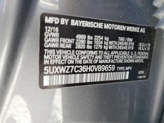 5UXWZ7C36H0V89659 - 2017 BMW X3 SDRIVE28I GRAY photo 13