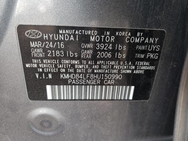 KMHD84LF8HU150990 - 2017 HYUNDAI ELANTRA SE GRAY photo 12