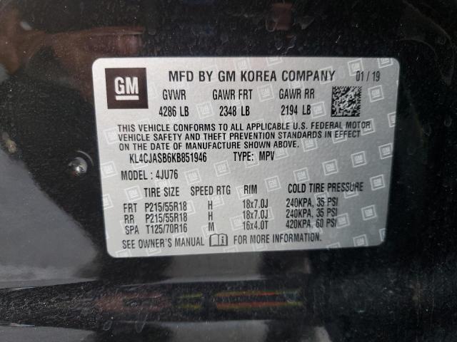 KL4CJASB6KB851946 - 2019 BUICK ENCORE PREFERRED Schwarz Foto 12