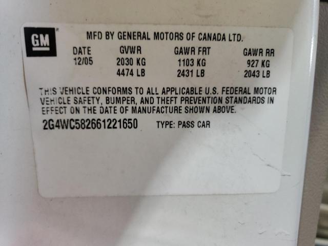 2G4WC582661221650 - 2006 BUICK LACROSSE CX Weiß Foto 12