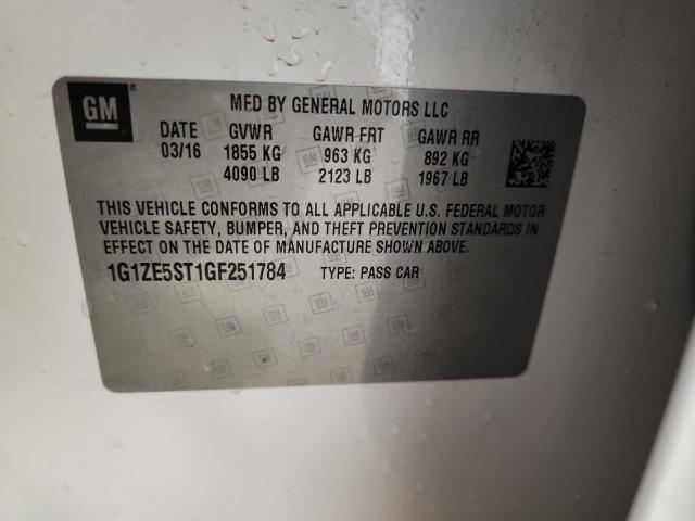 1G1ZE5ST1GF251784 - 2016 CHEVROLET MALIBU LT WHITE photo 12