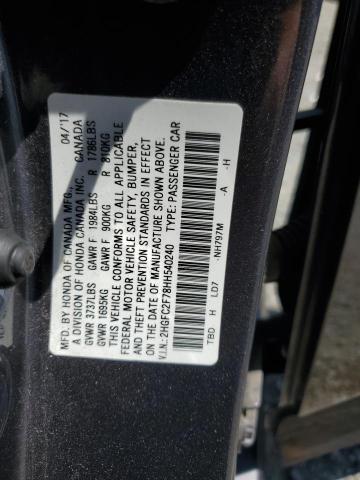 2HGFC2F78HH540240 - 2017 HONDA CIVIC EX GRAY photo 13