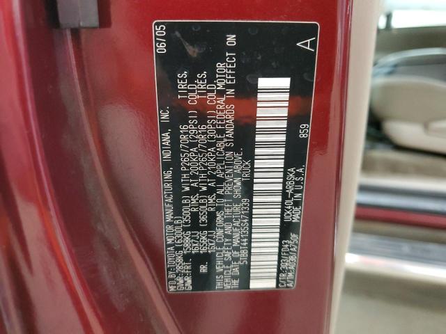 5TBBT44135S471339 - 2005 TOYOTA TUNDRA ACCESS CAB SR5 BURGUNDY photo 12