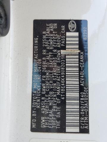 4T1BE46K49U820318 - 2009 TOYOTA CAMRY BASE Ақ фото 12