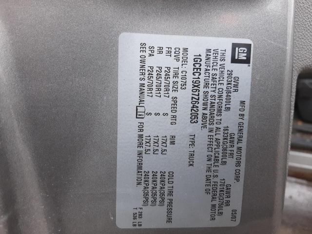 1GCEC19X67Z642053 - 2007 CHEVROLET SILVERADO C1500 CLASSIC GRAY photo 12