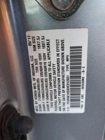 7FARW1H5XHE012931 - 2017 HONDA CR-V EX 银色 照片 13