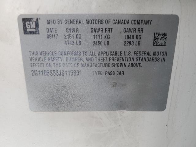 2G1105S33J9115801 - 2018 CHEVROLET IMPALA LT 白色 照片 12