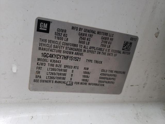 1GC4KYCY7HF151521 - 2017 CHEVROLET SILVERADO K3500 WHITE photo 12