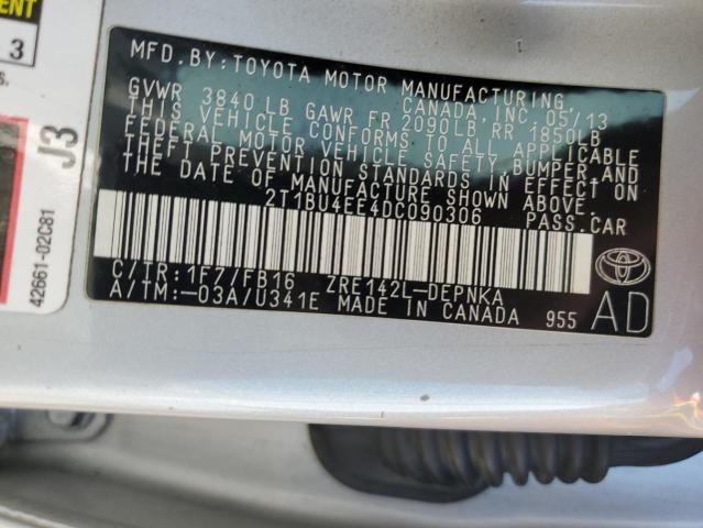 2T1BU4EE4DC090306 - 2013 TOYOTA COROLLA BASE Gümüş fotoğraf 12