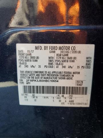 2FMPK3J93HBC10654 - 2017 FORD EDGE SEL BLUE photo 13