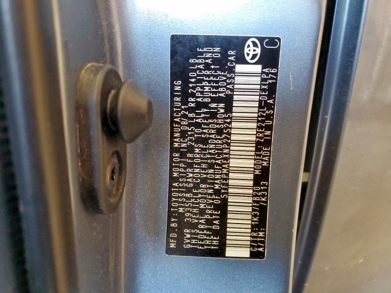 5YFEPMAEXNP275245 - 2022 TOYOTA COROLLA LE GRAY photo 13