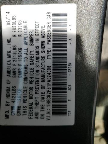 1HGCR2F51FA024006 - 2015 HONDA ACCORD SPORT GRAY photo 12